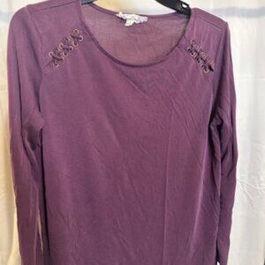 Pink Republic Purple Long Sleeve Top with Grommet Detail – Women’s Size L
